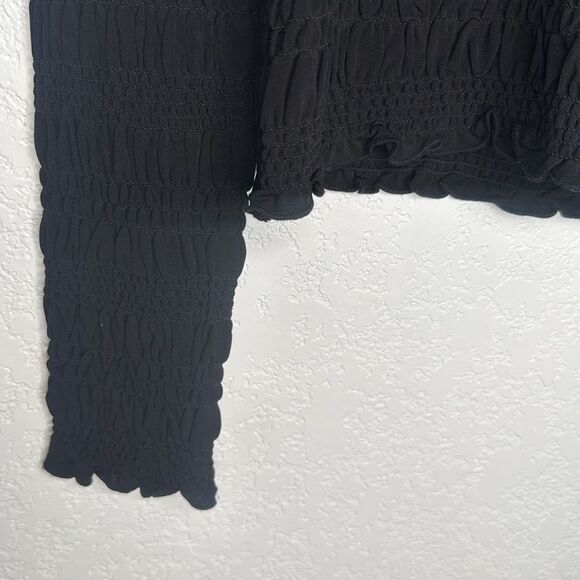 NWT Frame Ruched Black Ling Sleeve Blouse Small - Picture 5 of 11